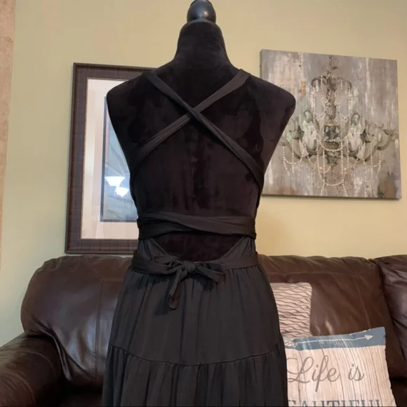 LULUS | Black Convertible Halter Maxi Dress M NWT - Picture 11 of 14